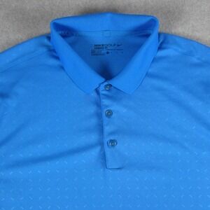 Nike Dri-Fit Polo Shirt Men's XL Blue Geometric Standard Fit Golf